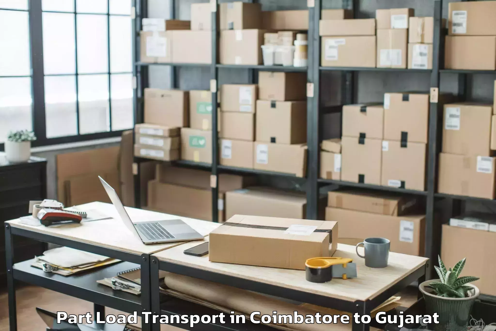 Top Coimbatore to Wadhwan Part Load Transport Available